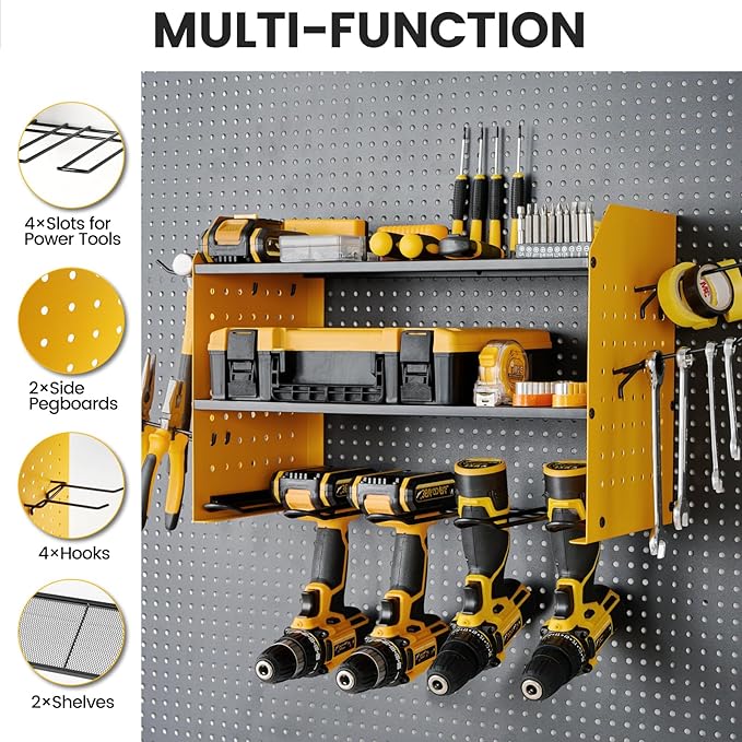 TRZZ Power Tool Organizer Wall Mount, 3-Layer Drill Holder - Image 2