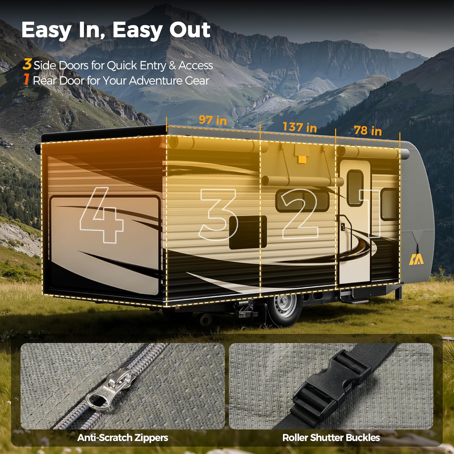 CAMMOO RV Cover for 27-30ft Travel Trailer | 9 Layer 180g Heavy Duty, Snowproof Waterproof Windproof, UV-Resistant All Weather Protection