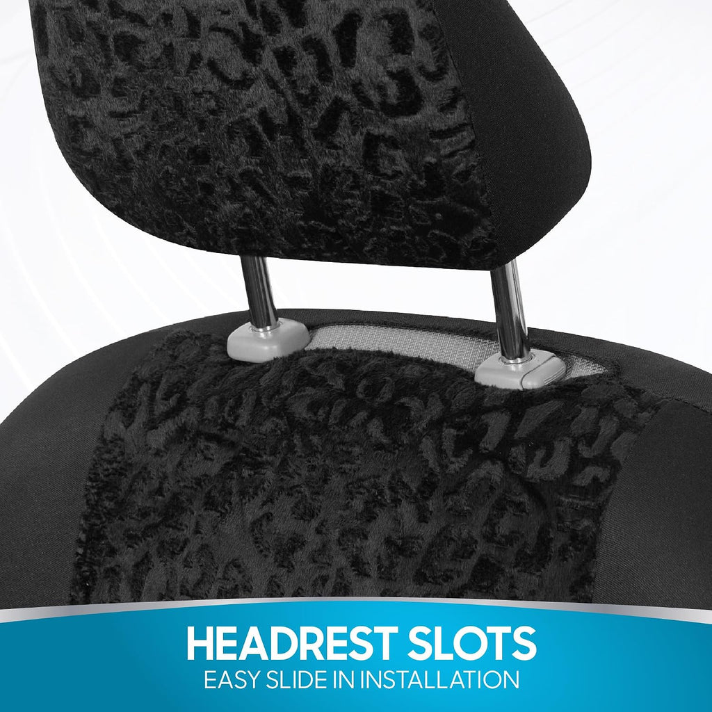 bdk black leopard car seat covers for front, view 9