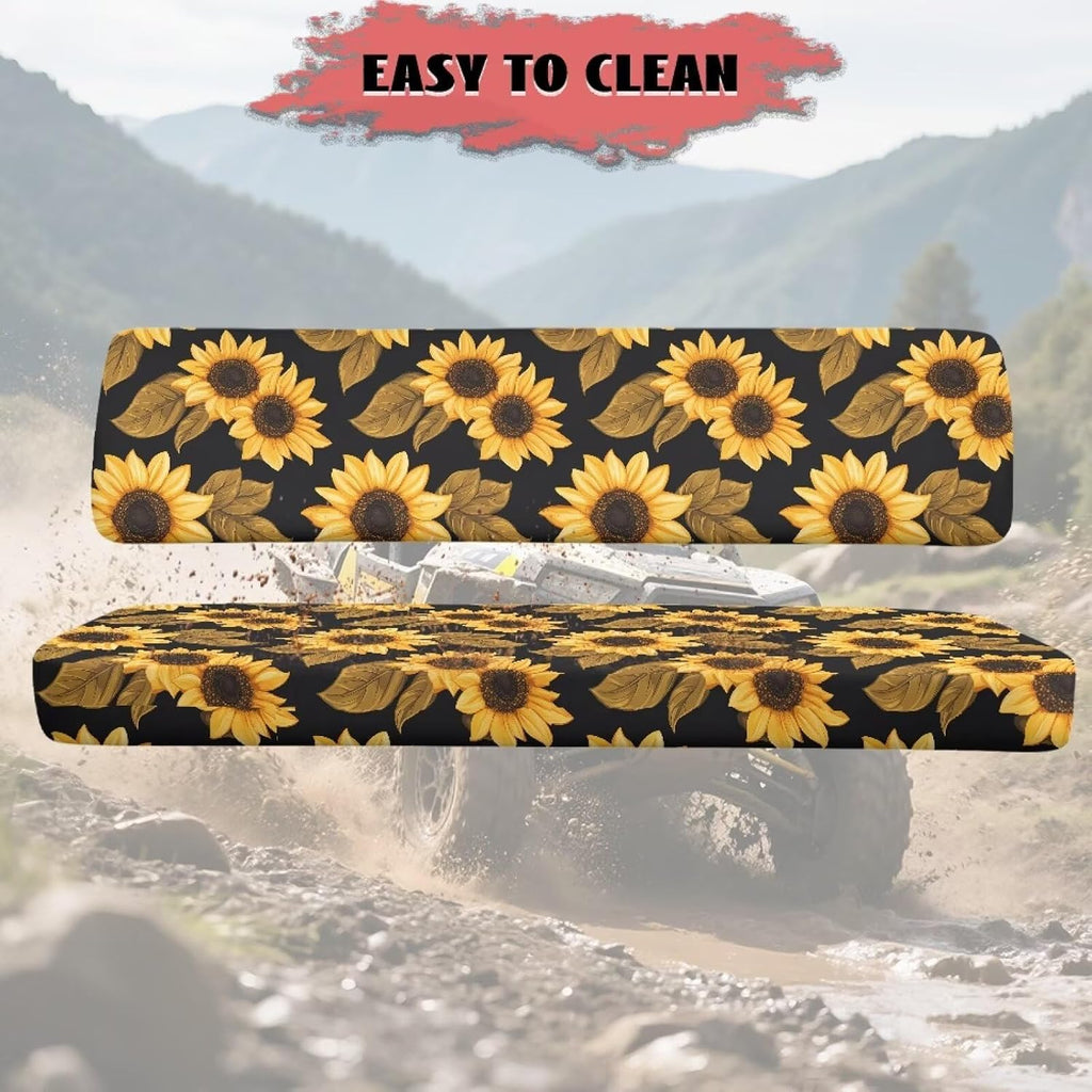 SEANATIVE Sunflowers UTV Bench Seat Cover Set Anti-Scratch Full Protection 4 Wheeler Accessories Compatible with Kawasaki Mule 3000 3010 3020 4000 4010 2001-2023 2025