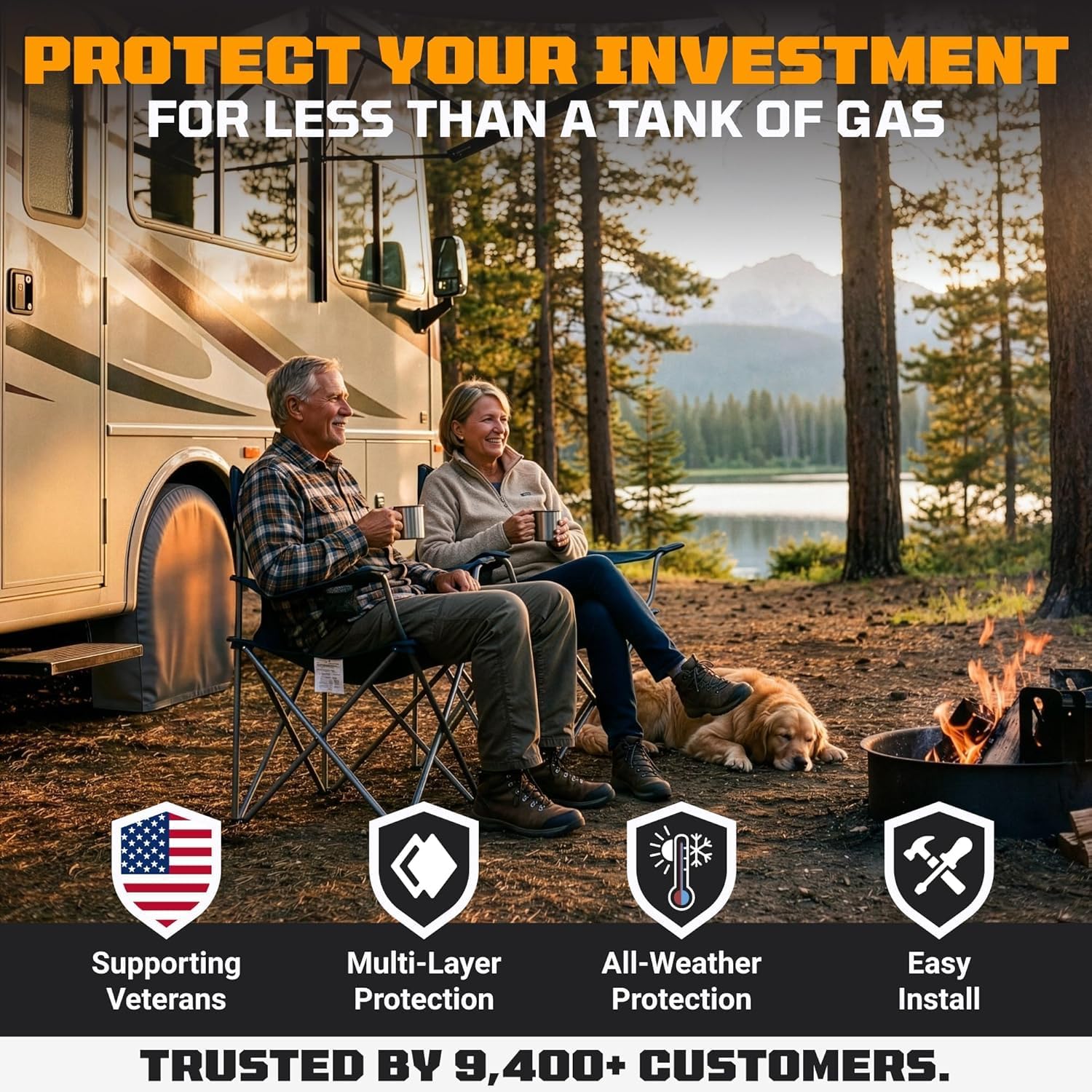 TIRESHIELD PRO Trailer Tire Covers (Set of 2) - Heavy Duty All-Weather UV-Resistant Protective Wheel Covers w/StormLock-System - Year-Round Protection for Your Trailer Tires w/ 26-28.75" Diameter