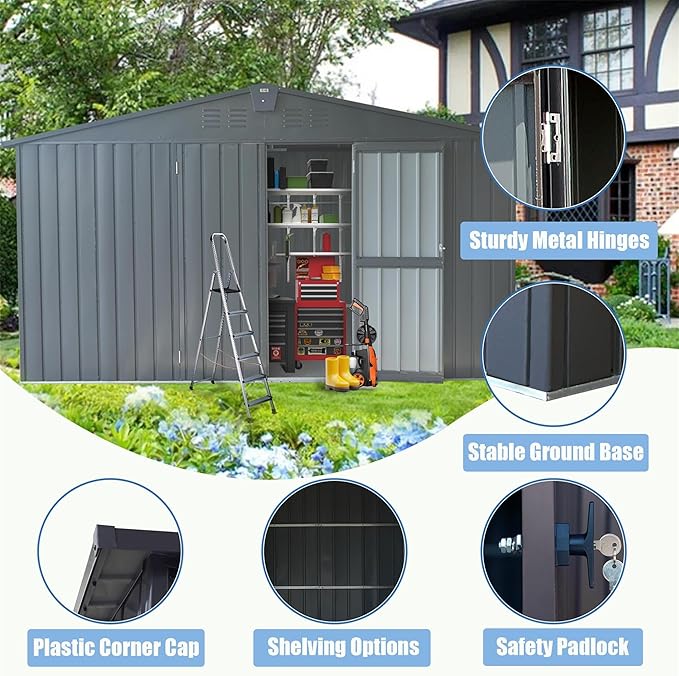 IKERY Extra - Large Galvanized Steel Storage Shed - 11' x 12.5' - Image 2