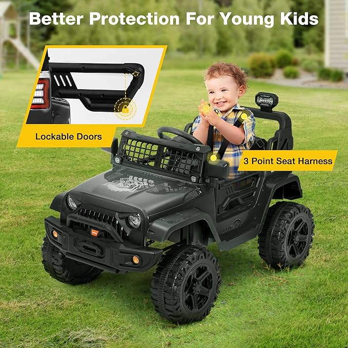 12V Ride On Truck for Kids, Electric Cars for Toddlers w/Remote Control - Image 2