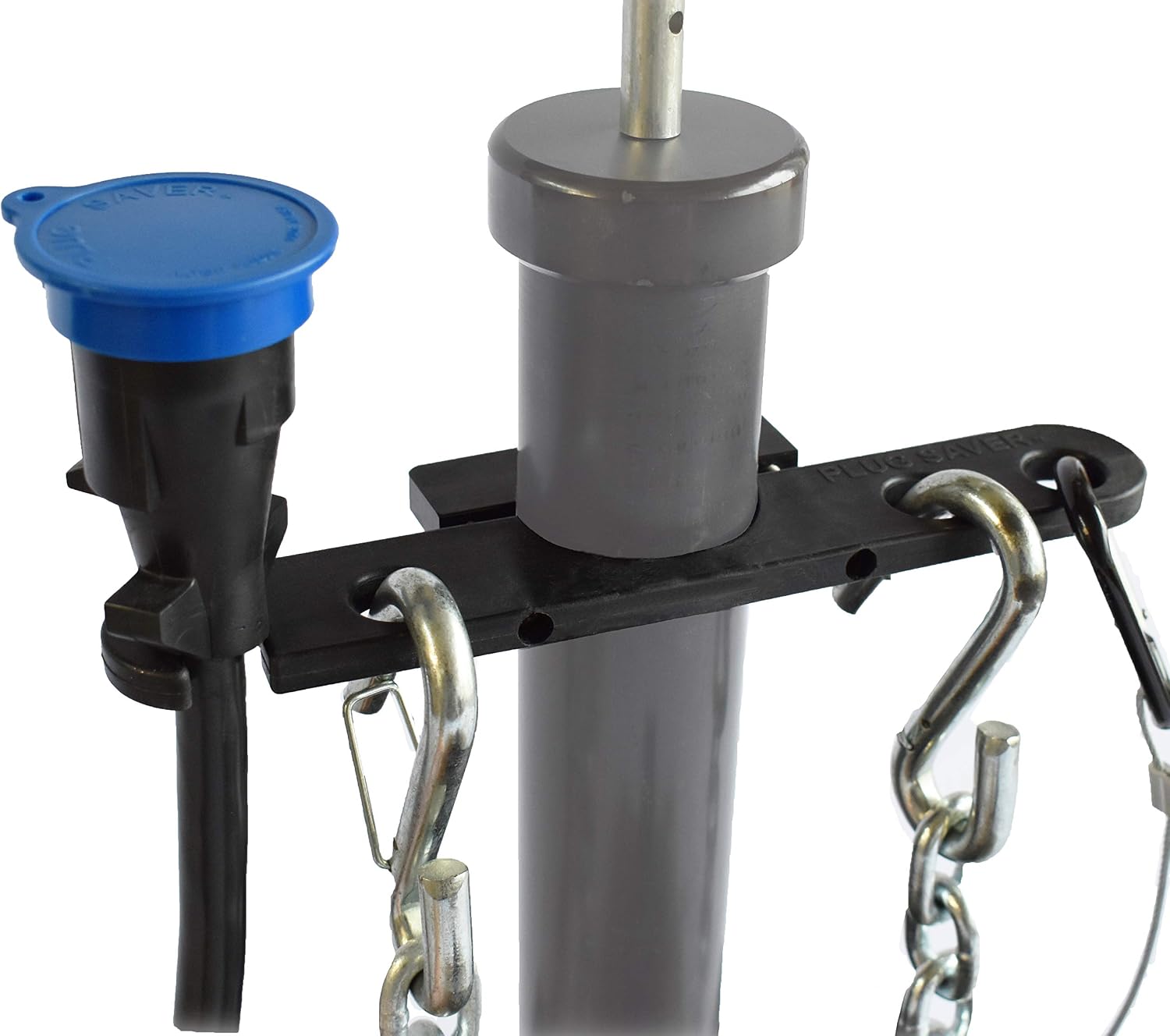 GR Innovations Chain Saver with PlugSaver and Tether | Nylon Tongue Jack Trailer Towing Organizer Kit | Essential RV Accessory | Easy Chain & Harness Storage | Made in USA