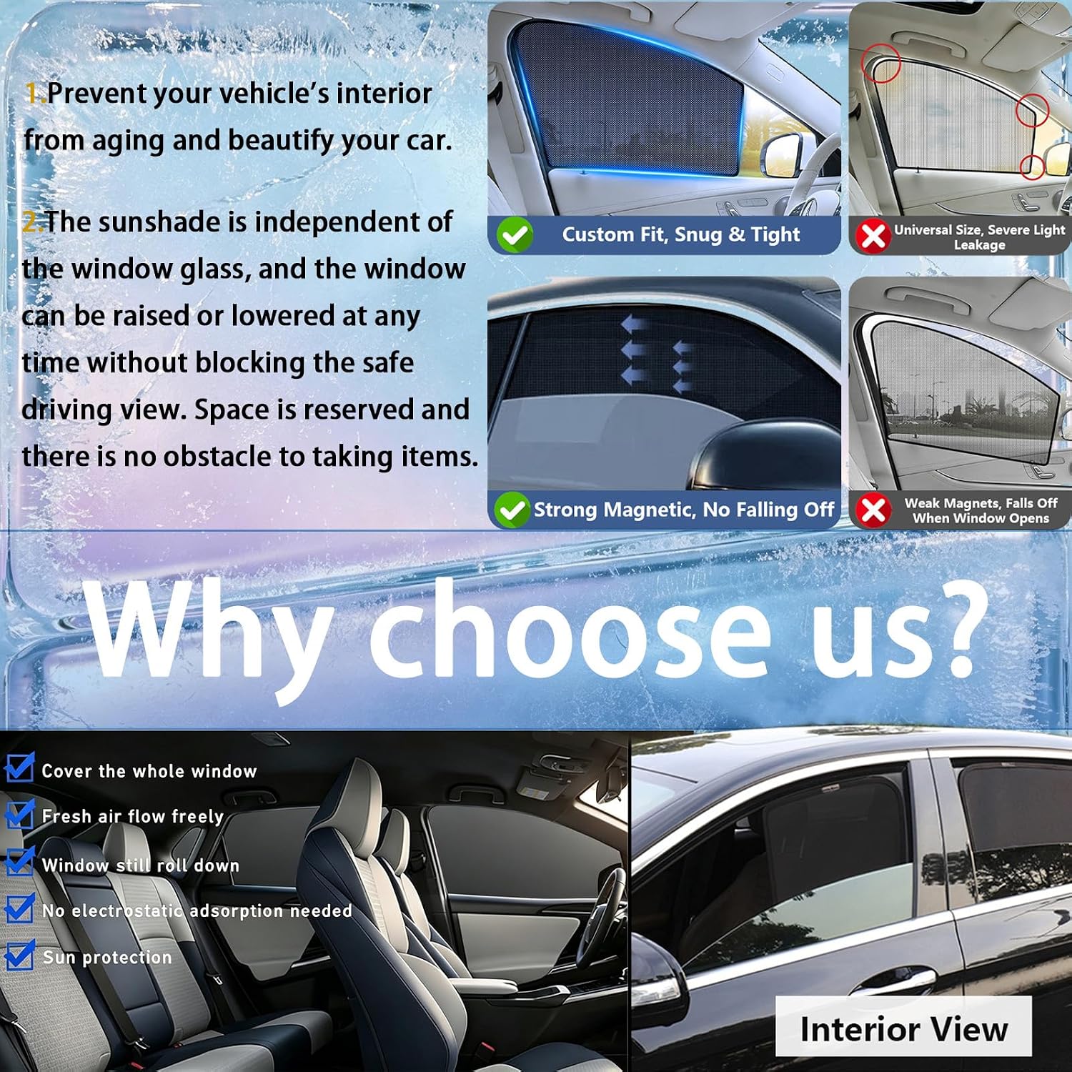 Car Side Window Sun Shades for KIA Sorento 2021-2025,Protector Sun Shield and UV Rays Privacy Protection,Breathable Mesh SidePrivacy,Rear Seats 2PC