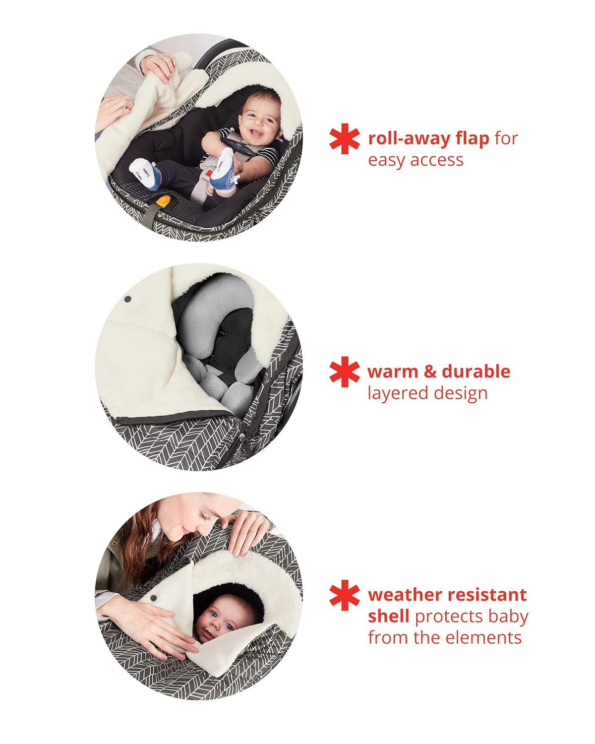 skip hop winter car seat cover, stroll &, close-up detail