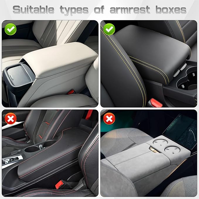JEYODA Upgraded Car Armrest Cover, Premium Leather Car Armrest Cover Cushion - Image 7