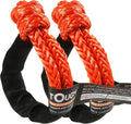 TOUGH 2 Pcs Synthetic Soft Shackle 1/2 x 22 Inch (55,000lbs Breaking Strength) Rope Shackle with 4 Sleeves for Sailing SUV ATV Truck Jeep Off Road Recovery (1/2" X22" Plus, Orange 2-Pack, 2)