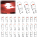 ecocstm 30 PCS Car 194 LED Bulbs, 168 2825 W5W T10 Wedge COB LED Replacement Bulb, Error Free Interior Bulb for Dashboard Light, Dome Lights (Red)