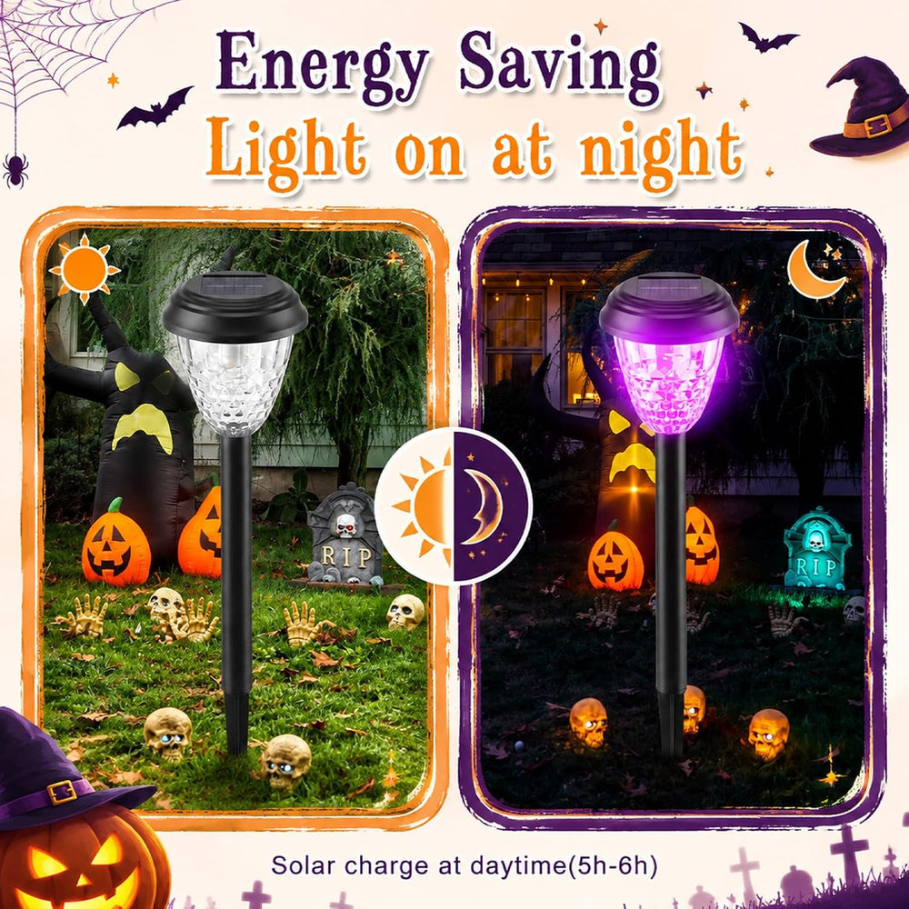 Gerrii 6 Pack Halloween Solar Lights Outdoor, Halloween Decorations Outdoor