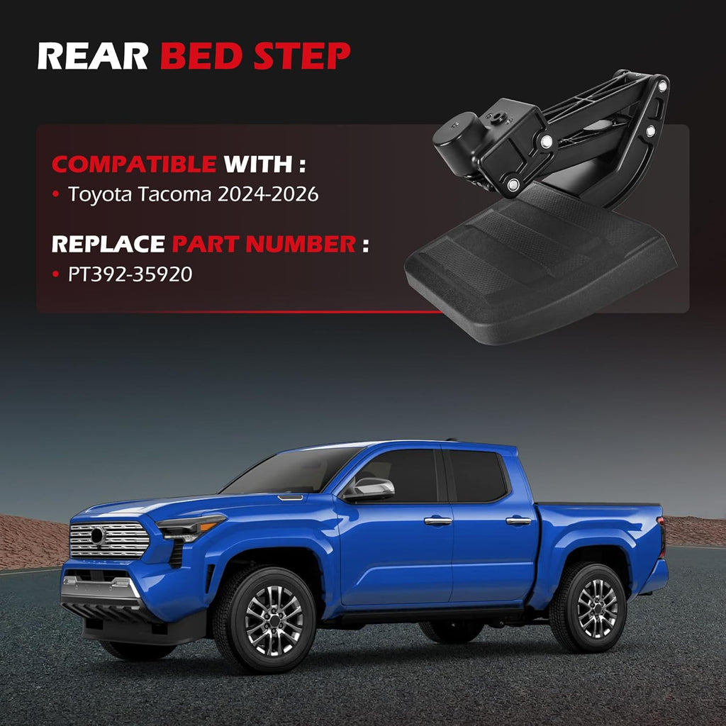 KLN Rear Bed Step Tailgate Bedstep Compatible with Toyota Tacoma 2024 2025 2026 Folding Truck Step Retractable Bumper Tailgate Step 4th Gen Accessories Replace # PT392-35920
