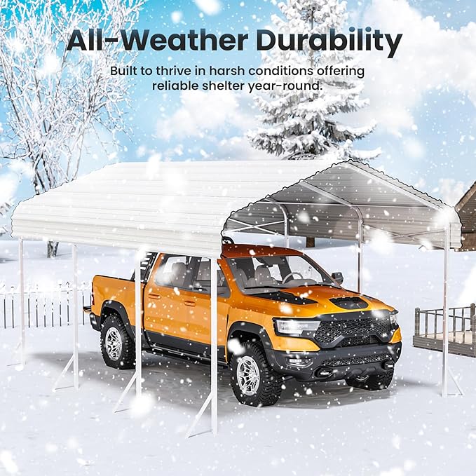 Heavy Duty Metal Carport – Sturdy Structure, All-Weather Protection, Easy - Image 2