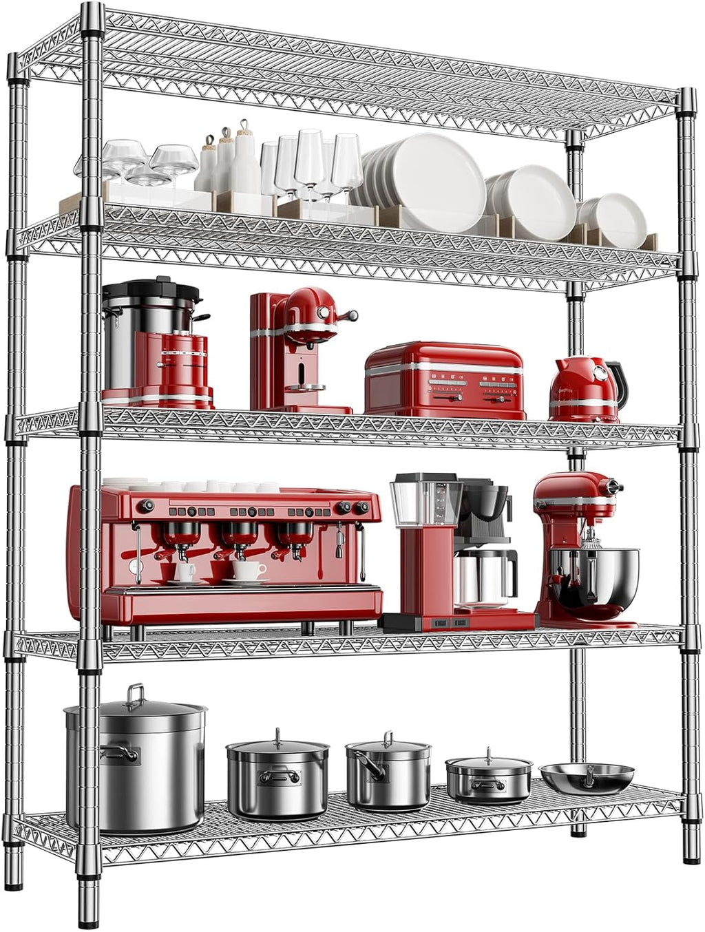 2200 Lbs 5 Tier Storage Rack Metal Wire Shelving Unit, Storage Standing Shelf
