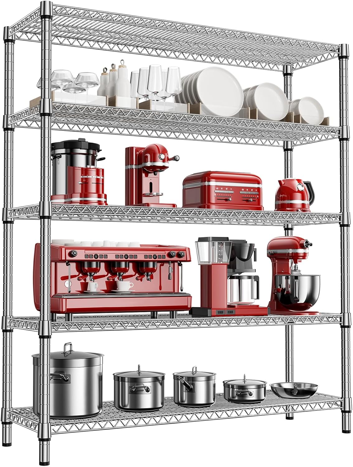 2200 Lbs 5 Tier Storage Rack Metal Wire Shelving Unit, Storage Standing Shelf