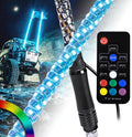 True Mods 2pc 3ft Spiral RGB LED Whip Light for UTV ATV [RF Wireless Remote] Flag Waterproof LED Lighted Whip CB Antenna Pole Stick for RZR Can-Am Polaris SxS 4x4 Quad Dune Buggy 4 Wheeler Accessories