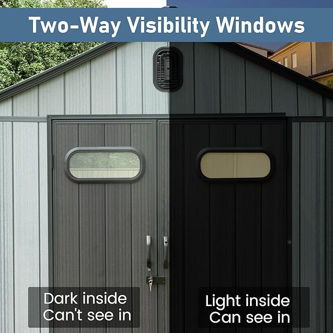 Domi 8x6 FT Outdoor Resin Storage Shed, All-Weather Double-Wall Storage Building - Image 7