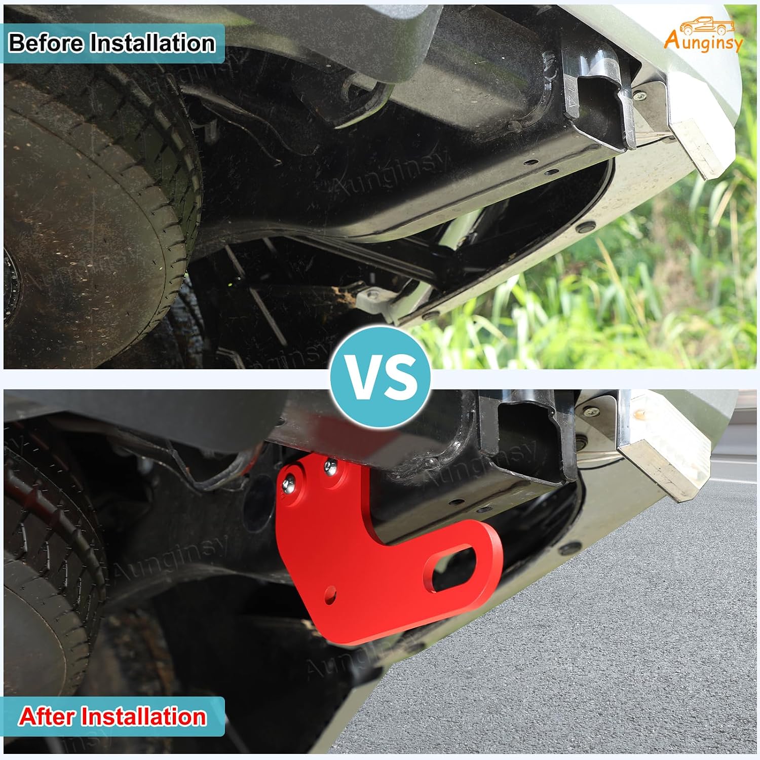 Aunginsy 1PCS Rear Tow Hitch Receiver Hook Compatible with Toyota Tacoma 2024 2025 2026, Car Rear Bumper Trailer Ring Towing Tow Hook Recovery Point Screw Trailer Hitch Exterior Accessories, Red