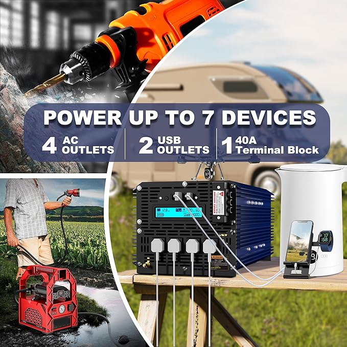 4000 Watt Inverter Pure Sine Wave Power Inverter 12V to 110V 120V AC, 7000W - Image 6