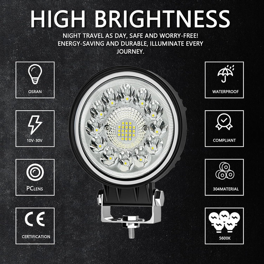 winbang led tractor work lights, 4 inch led showing dimensions