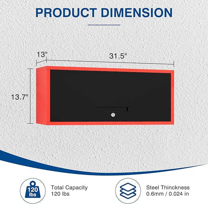 Metal Storage Cabinet Black&Red Wall Cabinets - Image 3