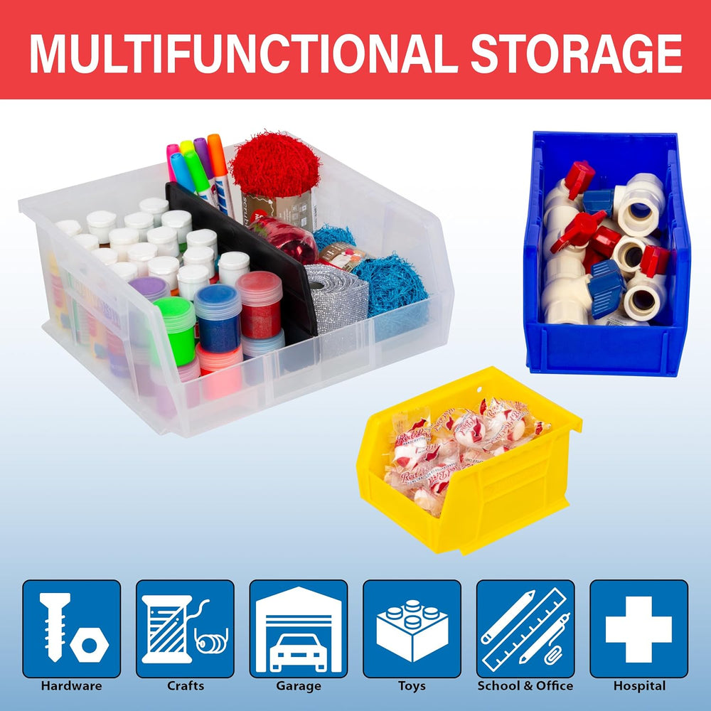 Akro-Mils AkroBins Stackable Plastic Storage Organizer Bins, Black, 3-Pack