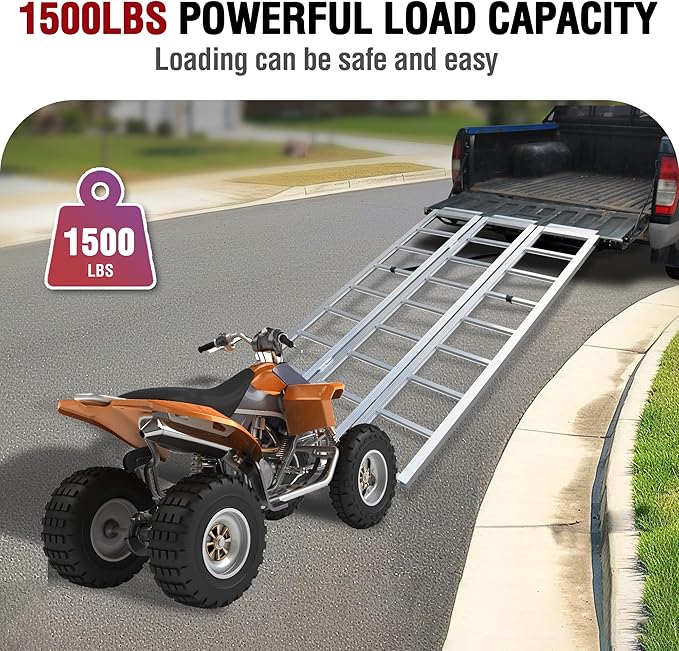 Rockland Tri-Fold Aluminum Loading Ramp, 1500 LBS Loading Capacity, Portable - Image 2