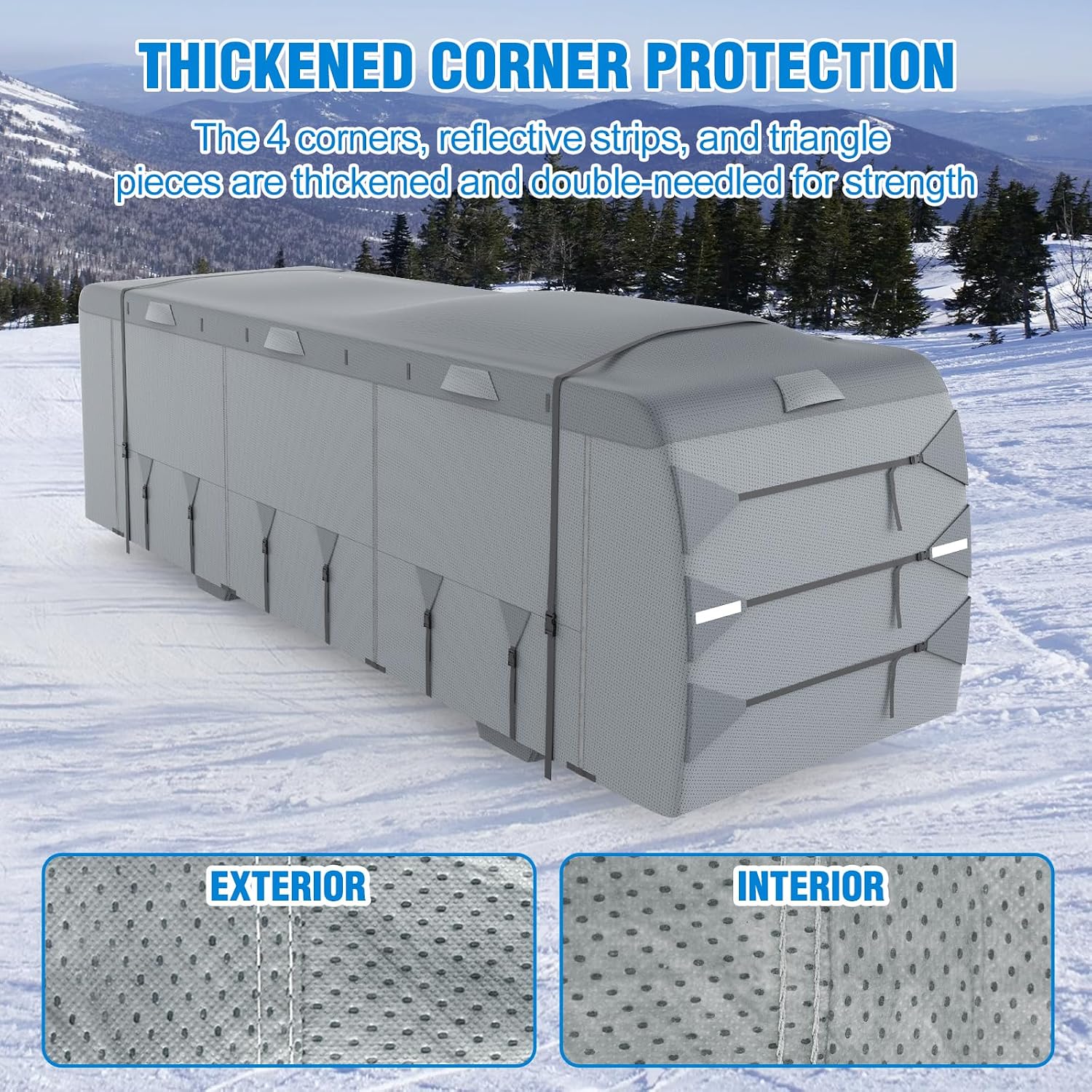 Mofeez Class A RV Cover, Heavy Duty Camper Cover 31-34ft, Extra-Thick 7 Layer Windproof Anti-UV Rip-Stop Class A Motorhome Cover with 2Pcs Extra Straps, 6 Gutter Covers & 4 Tire Covers
