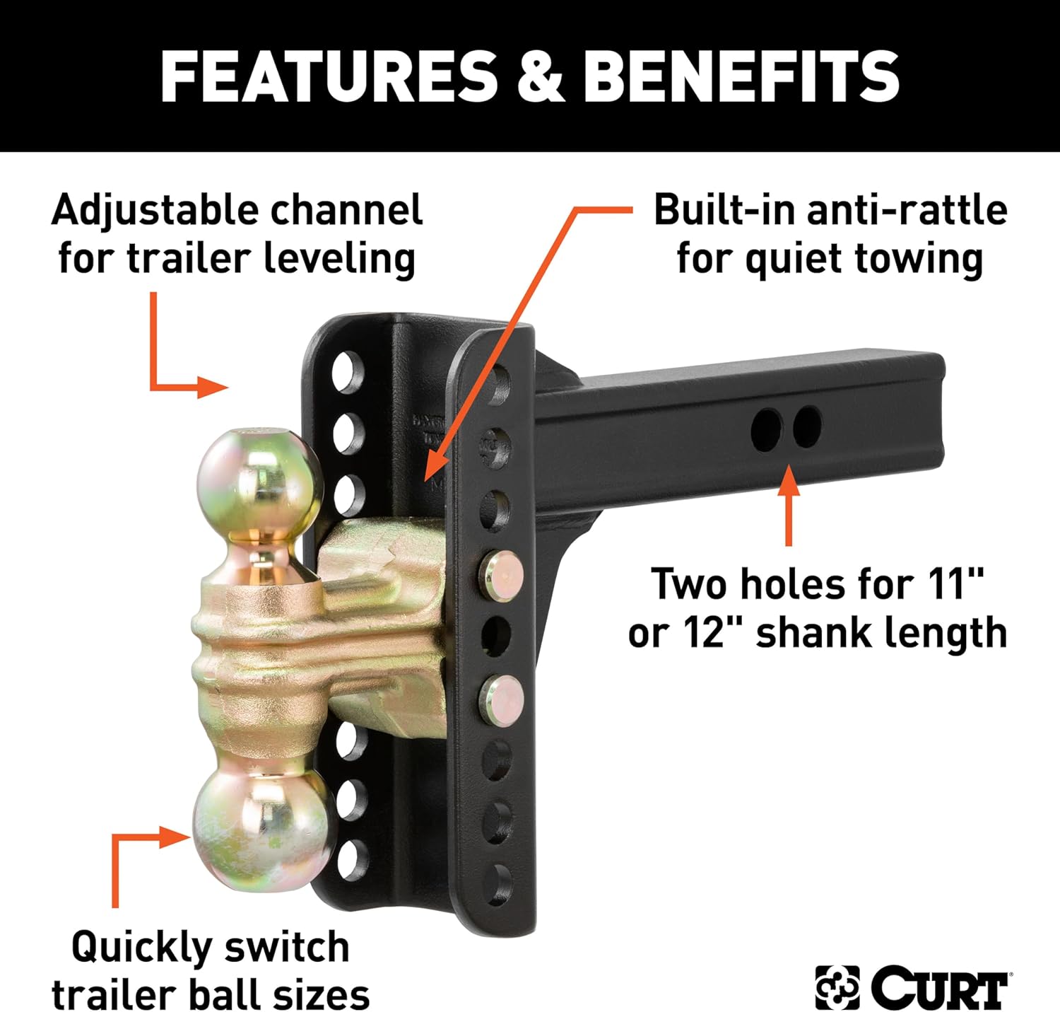 CURT Manufacturing 45900 Channel-Style Adjuastable Dual Ball Mount