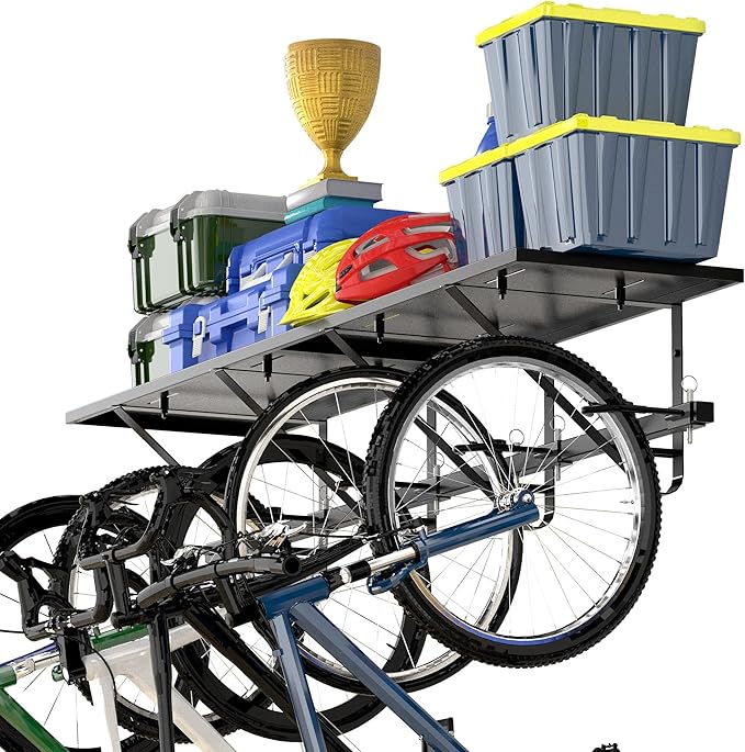 Bike Storage Rack with Shelf, Bike Wall Mount Garage Stand, Bike Hanger Storage by Sttoraboks