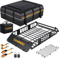 CAMMOO 54"x34" Roof Rack Basket, Removable Fairing & Support Bars for Kayaks/Long Gear, 15 Cu.Ft Waterproof Soft Bag+Lock+Net+Strap–200Lbs Capacity Rooftop Cargo Carrier for SUV Truck Camping