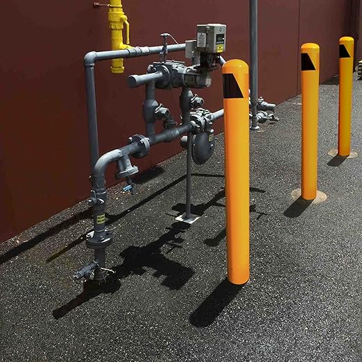 58" Pour in Place Steel Bollard Post, 5-1/2" OD Safety Bollard Yellow Powder - Image 7