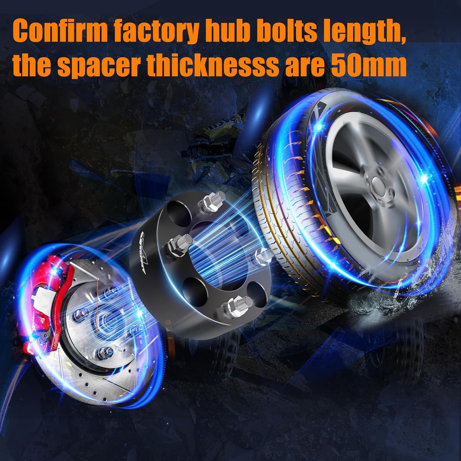 GAsupply ATV Wheel Spacers 4x110, Compatible with CFMoto, Segway, Yamaha, 2" 50mm Wheel Spacer Adapters Black 74mm Hub Bore with 12×1.25 Studs, 4 Pack