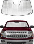 Pigenius Windshield Sun Shade for Chevrolet Silverado/GMC Sierra 1500/2500/3500 2007-2013. Reflective Aluminum Film Front Window Sunshade - BLAZBLOCK