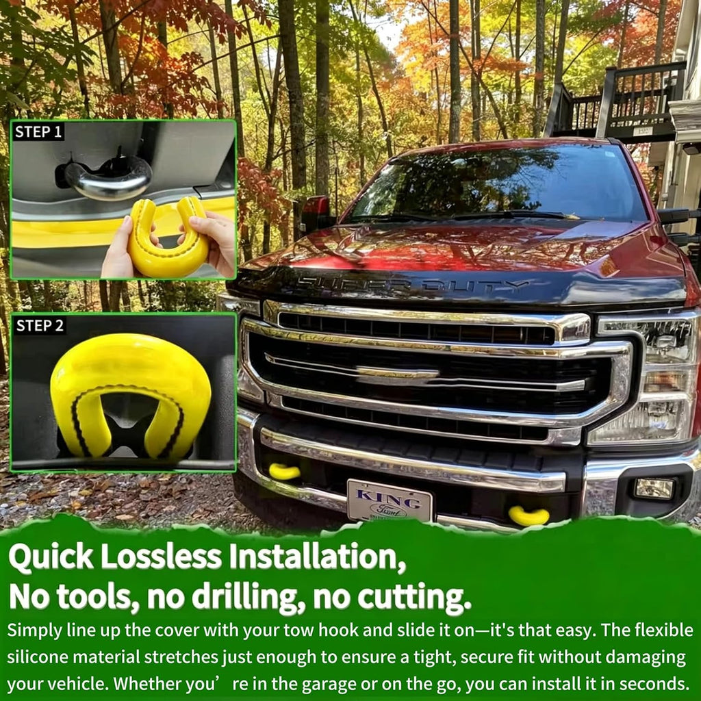 Front Tow Hook Cover for 2017-2026 Ford Super Duty F-250 F-350 F-450,Tow Hitch Covers, Ford Truck Accessories, Pickup Truck Accessories, F250 Must Haves, Silicone, Yellow (2 Pack)