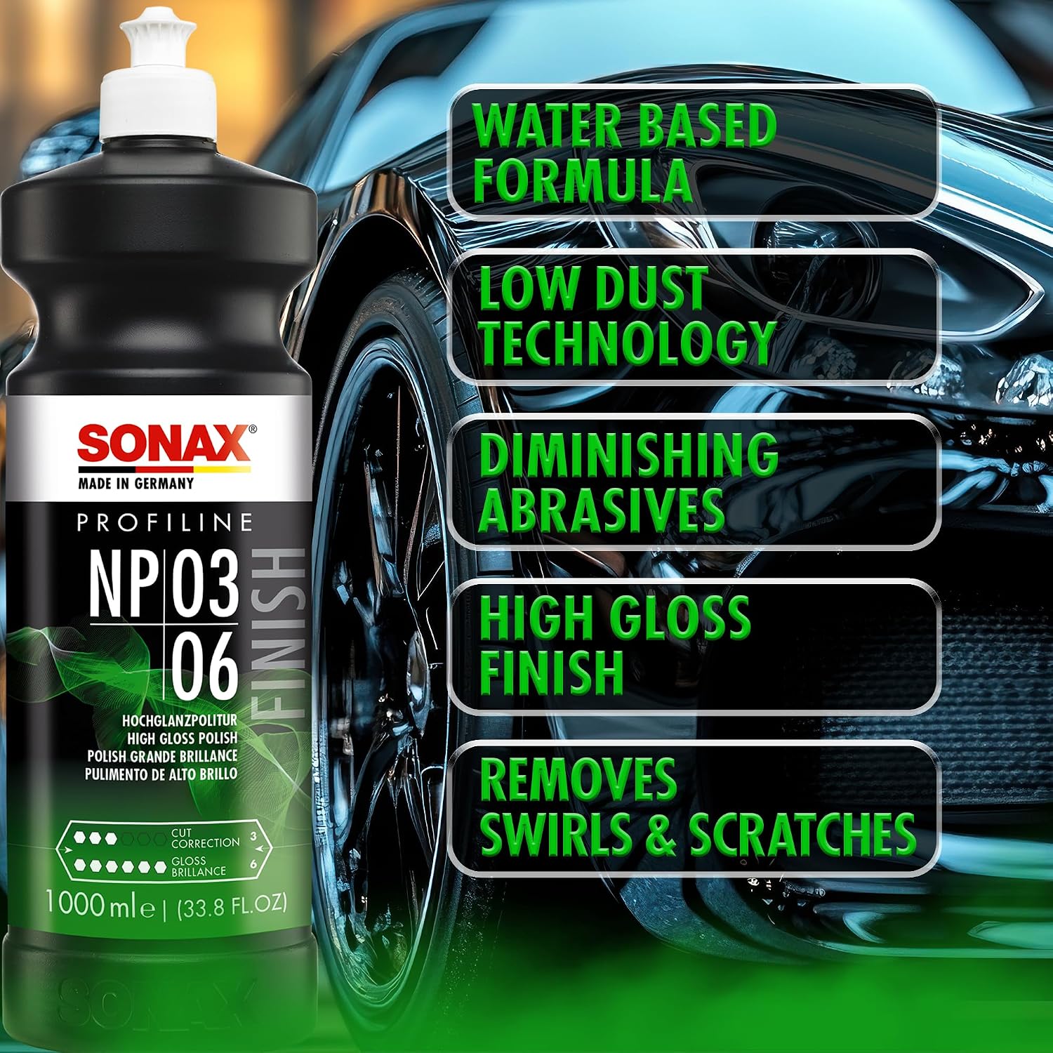 Sonax 02081410 NP 03-06 (250mL), White | Finish polish in a 2-stage polishing process.