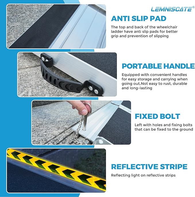 LEMNISCATE 3FT Wheelchair ramp, 29.2” W, Non-Slip Portable Aluminum Wheel Chair - Image 4