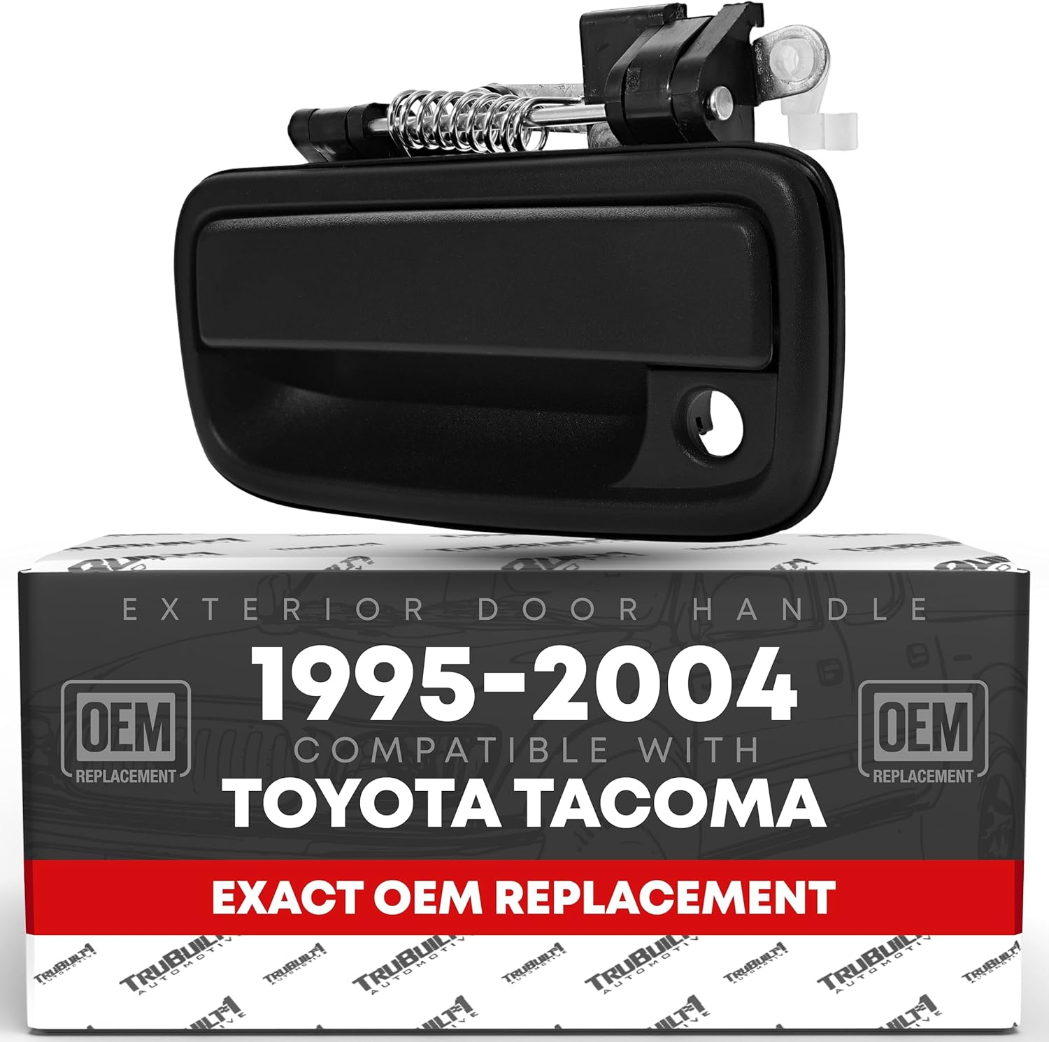 T1A Exterior Front Driver Door Handle Replacement - Compatible with 1995-2004 Toyota Tacoma - Smooth Black, Plastic - OEM 69220-35020, 91319, 79344, TO1310117