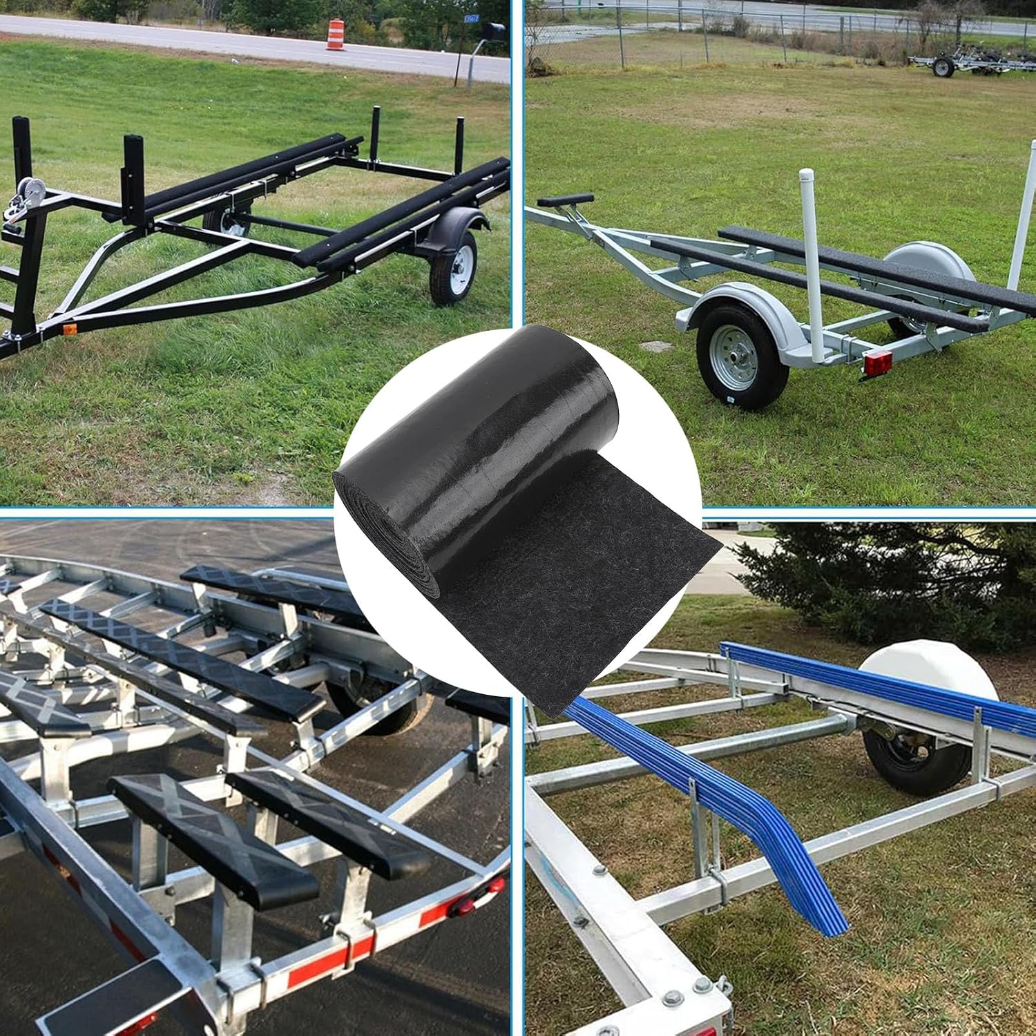 Boat Trailer Bunk Carpet, Marine Bunk Padding, Double Layer Polyester Shock Absorption Wear Bunk Carpet for Boat Trailer Rails and Docks