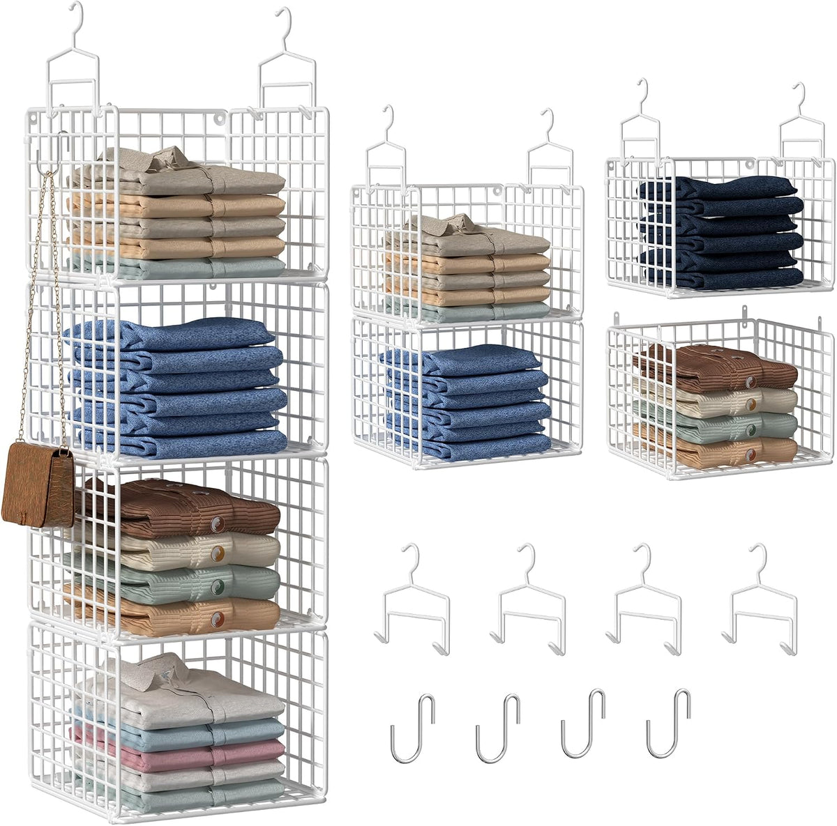 hanging closet organizer, 4 tier metal closet organizers, main product view