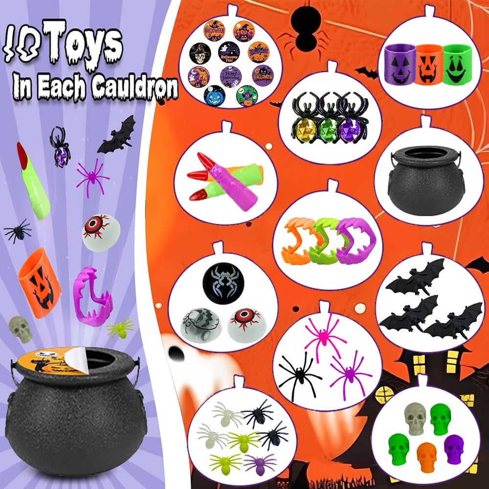 288PCS Halloween Party Favors, 24 Mini Cauldron Sets for Trick or Treat