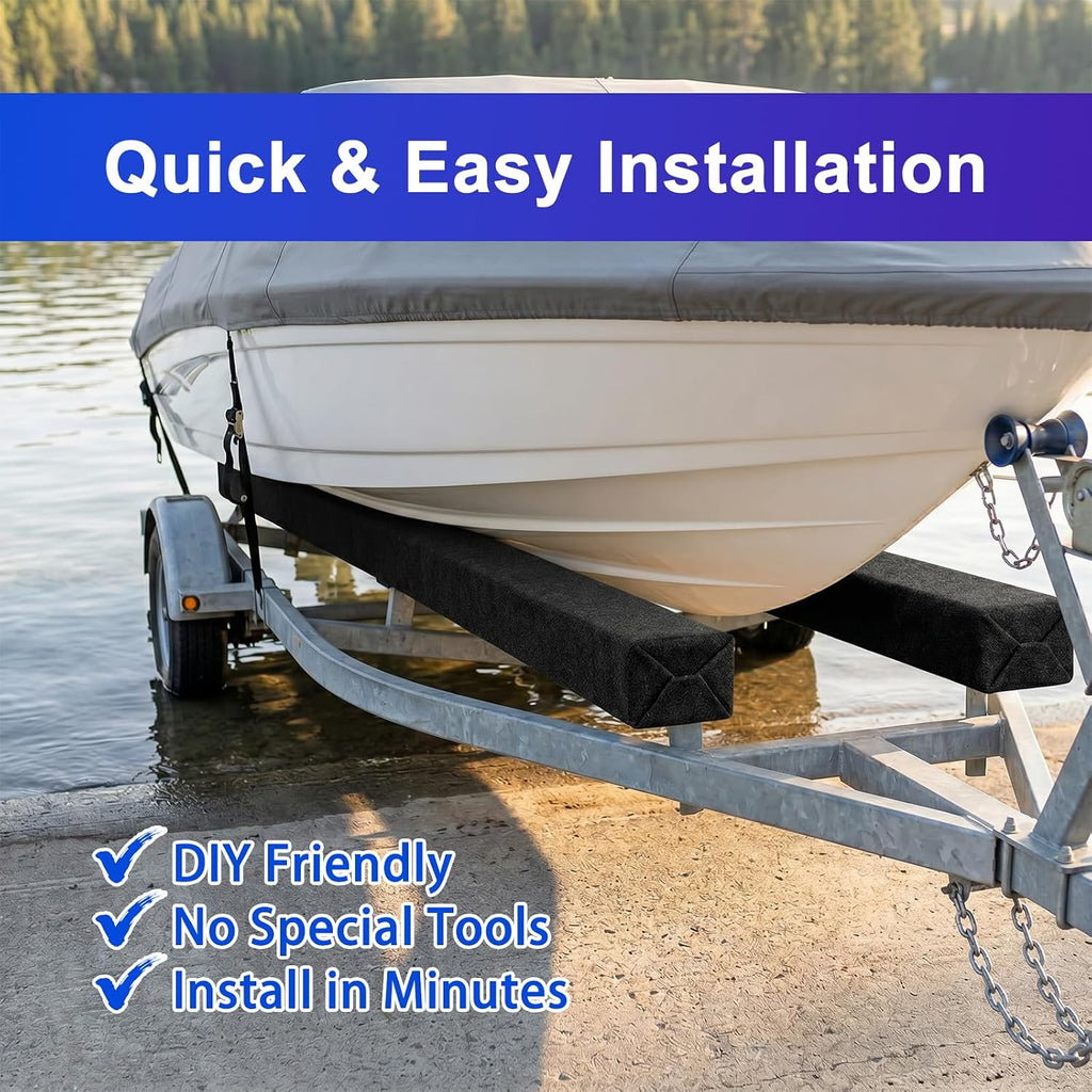 Boat Trailer Bunk Carpet 2 Pack 13ft x 12in, Double Layer Marine Grade Bunk Carpet with Cushion Padding, Extra Thick Waterproof Trailer Bunk Runner Cover for Boat, Jet Ski & Trailer Bunks
