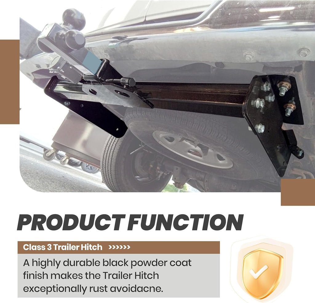 KUAFU 2 Inch Class 3 Trailer Hitch Compatible with 1996-2023 Chevrolet Express 1500 2500 3500 GMC Savana 1500 2500 3500 Towing Hitch Mount Receiver