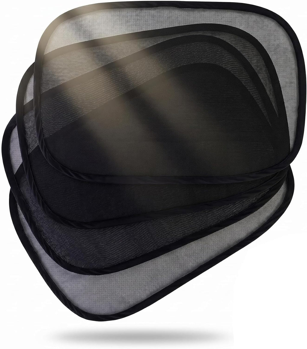 4 PCS Car Window Shades for Baby, Double Layer Side Window Mesh Sunshade with Electrostatic Adsorption, Sun Protection and Glare Shield for Infant, Universal for Most Cars, SUVs (Black)