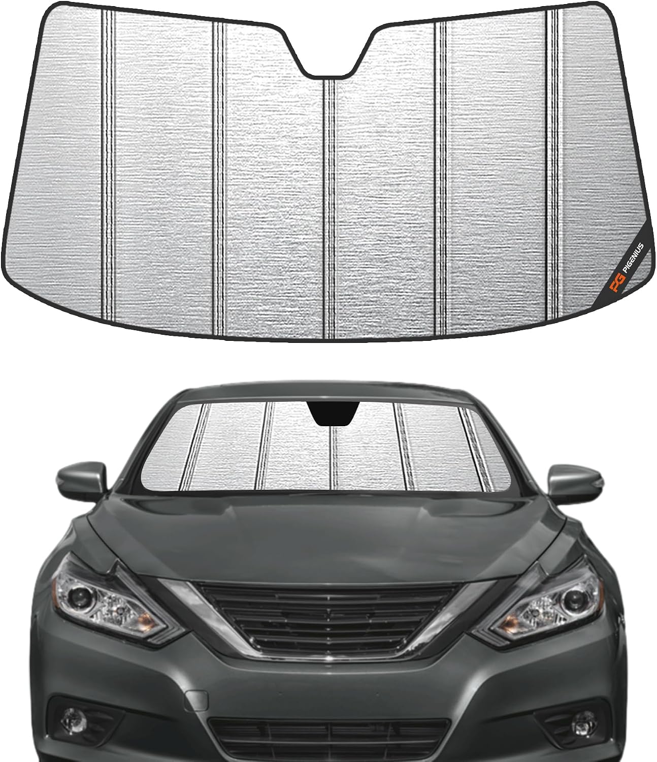 Pigenius Windshield Sunshade for Nissan Altima Sedan 2013-2018, Metallic Silver Finish