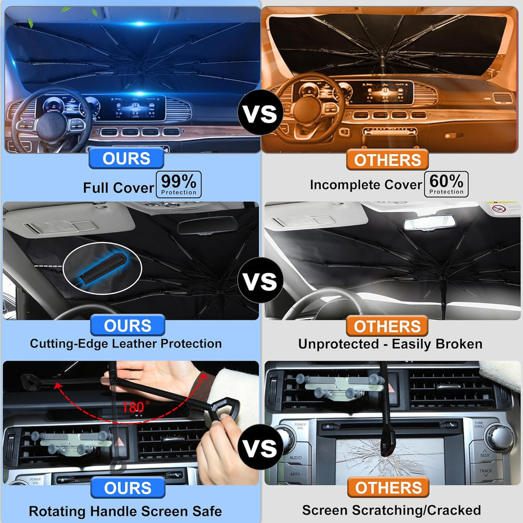 Windshield Sun Shade Umbrella Fit for 2010-2024 2025 2026 Dodge RAM 2500 3500 Accessories Foldable Sunshade Sun Blocker Protect Car from Heat Damage