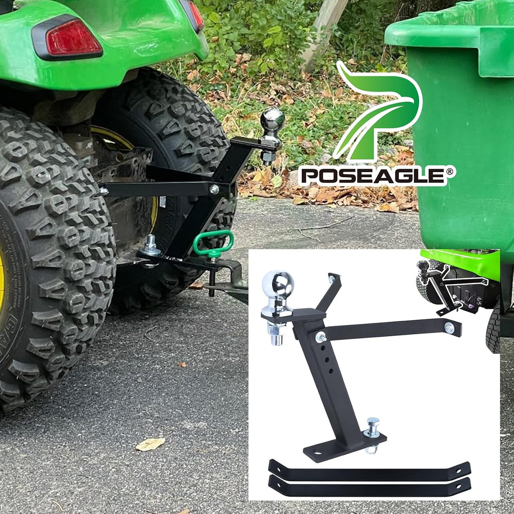 [Upgraded] Lawn Mower Trailer Towing Hitch, 2 Inch Diameter | Include Chrome Trailer Hitch Ball, 3,500 lbs, 3/4 x 2-Inch Shank for John Deere Cub Cadet Husqvarna Mowers