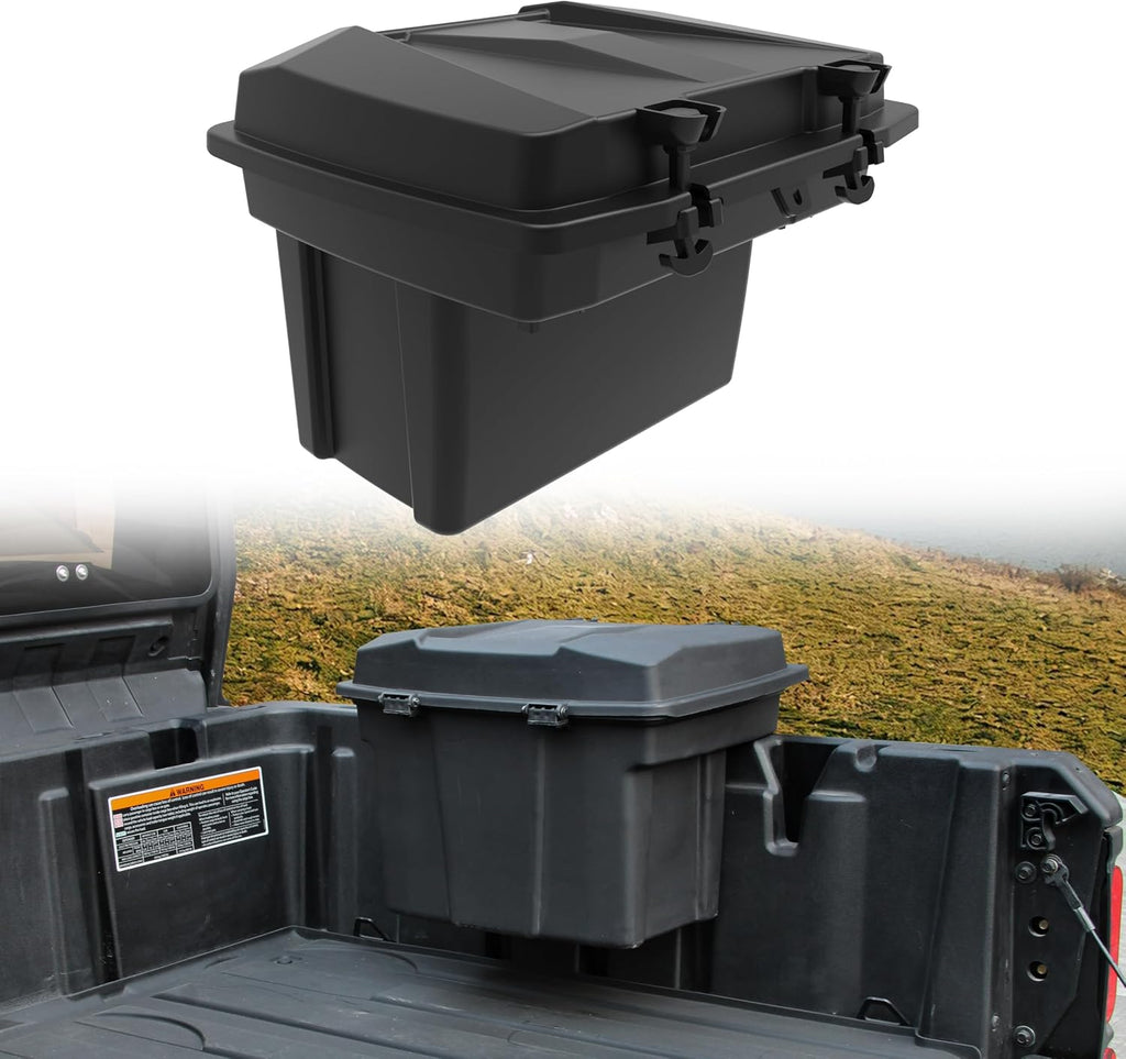Removable Cargo Storage Box for Can Am Defender HD5 HD7 HD8 HD9 HD10 Max/Commander Accessories, Double Layer Rear Cargo Box Bed Trunk Storage Bin