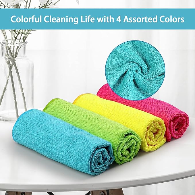 HOMEXCEL Microfiber Cleaning Cloth, 12 Pack Cleaning Rags, Cleaning Towels - Image 3