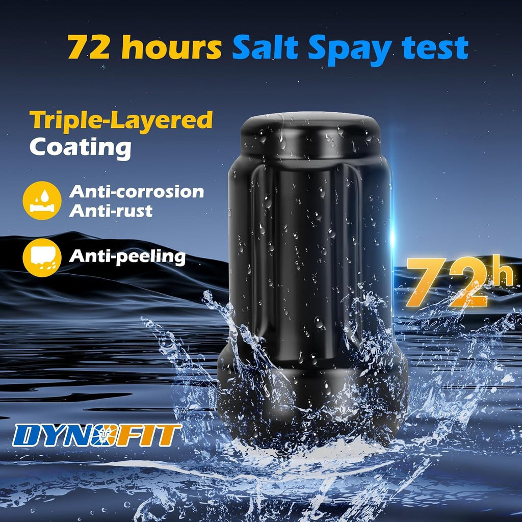 Dynofit M12x1.25 Black Lug Nuts Set for 350Z 370Z Altima Infinit Q50 Q60, 20pcs Closed End Spline Wheel Nuts fit Subaru Forester BRZ Outback WRX, 12mm-1.25 Conical Seat Lugnut for Aftermarket Wheel