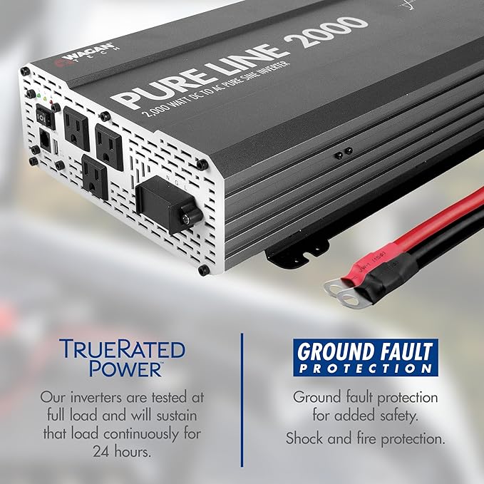 Wagan EL3808 Pure Line Power Inverter 2000 Watt DC 12V to 110V AC Car Pure Sine - Image 4